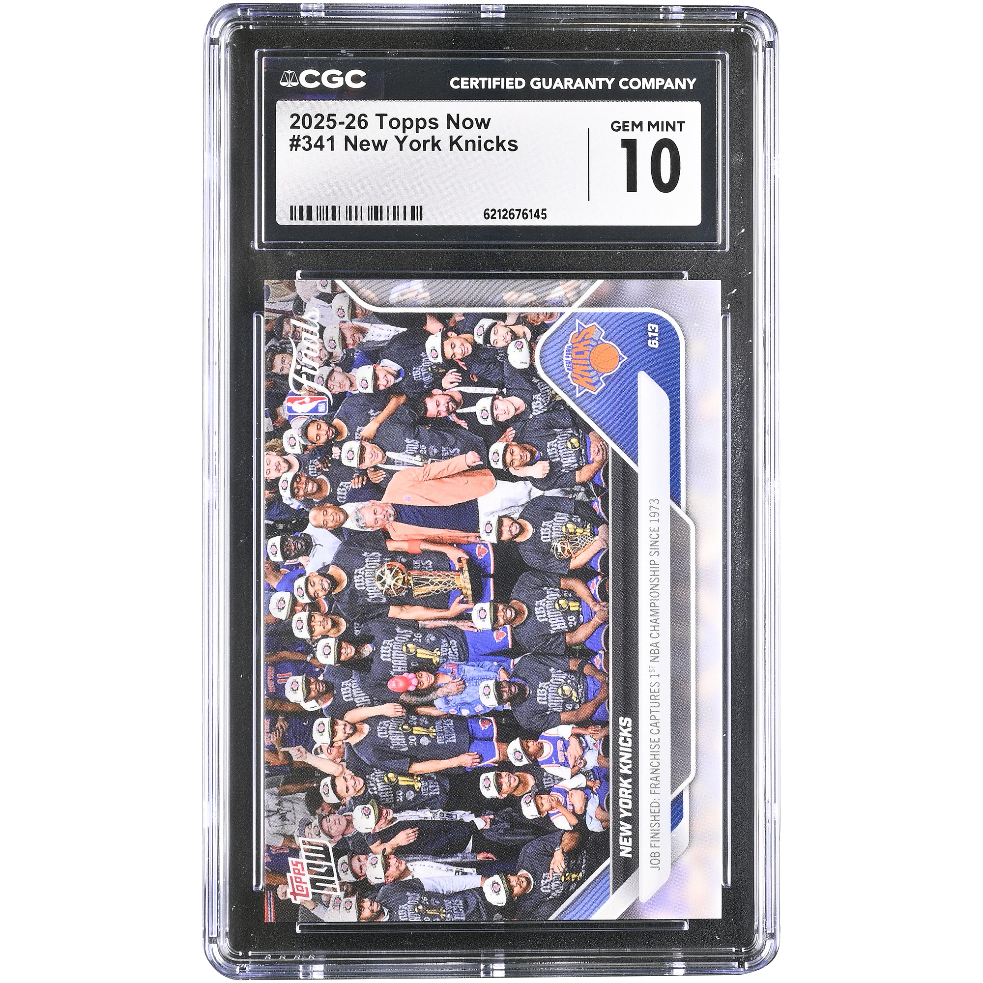 New York Knicks 2025-26 Topps Now NBA Champions #341 CGC Authenticated GEM MINT 10 Card