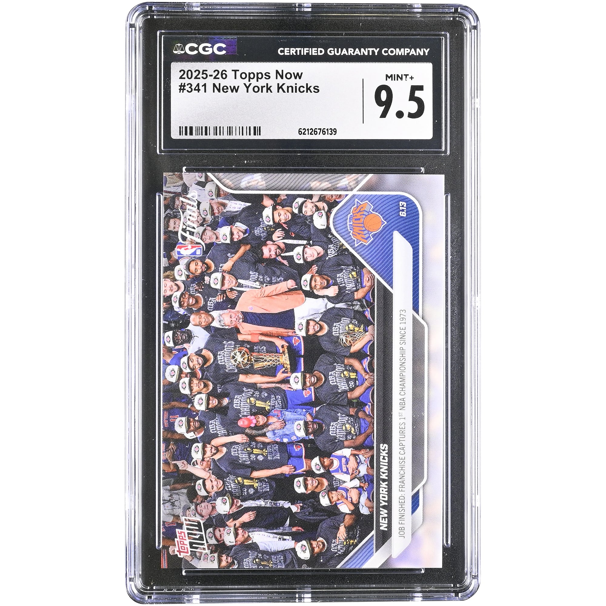 New York Knicks 2025-26 Topps Now NBA Champions #341 CGC Authenticated MINT+ 9.5 Card