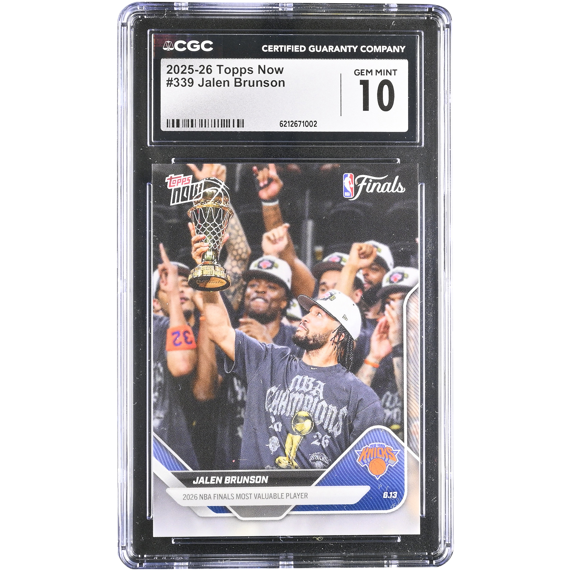 Jalen Brunson New York Knicks 2025-26 Topps Now NBA Finals MVP #339 CGC Authenticated GEM MINT 10 Card