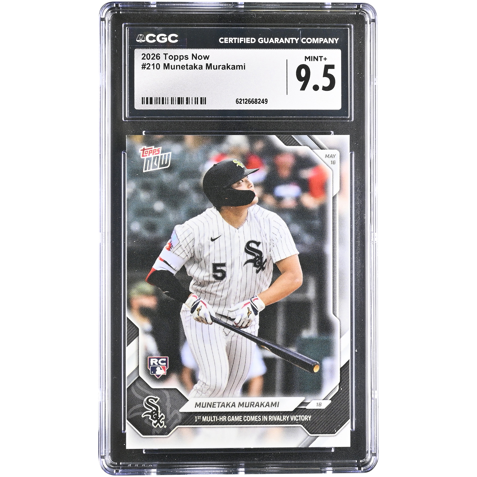 Munetaka Murakami Chicago White Sox 2026 Topps Now 1st Multi-HR Game Comes in Rivalry Victory #210 CGC Authenticated MINT+ 9.5 Rookie Card. rookie card picture