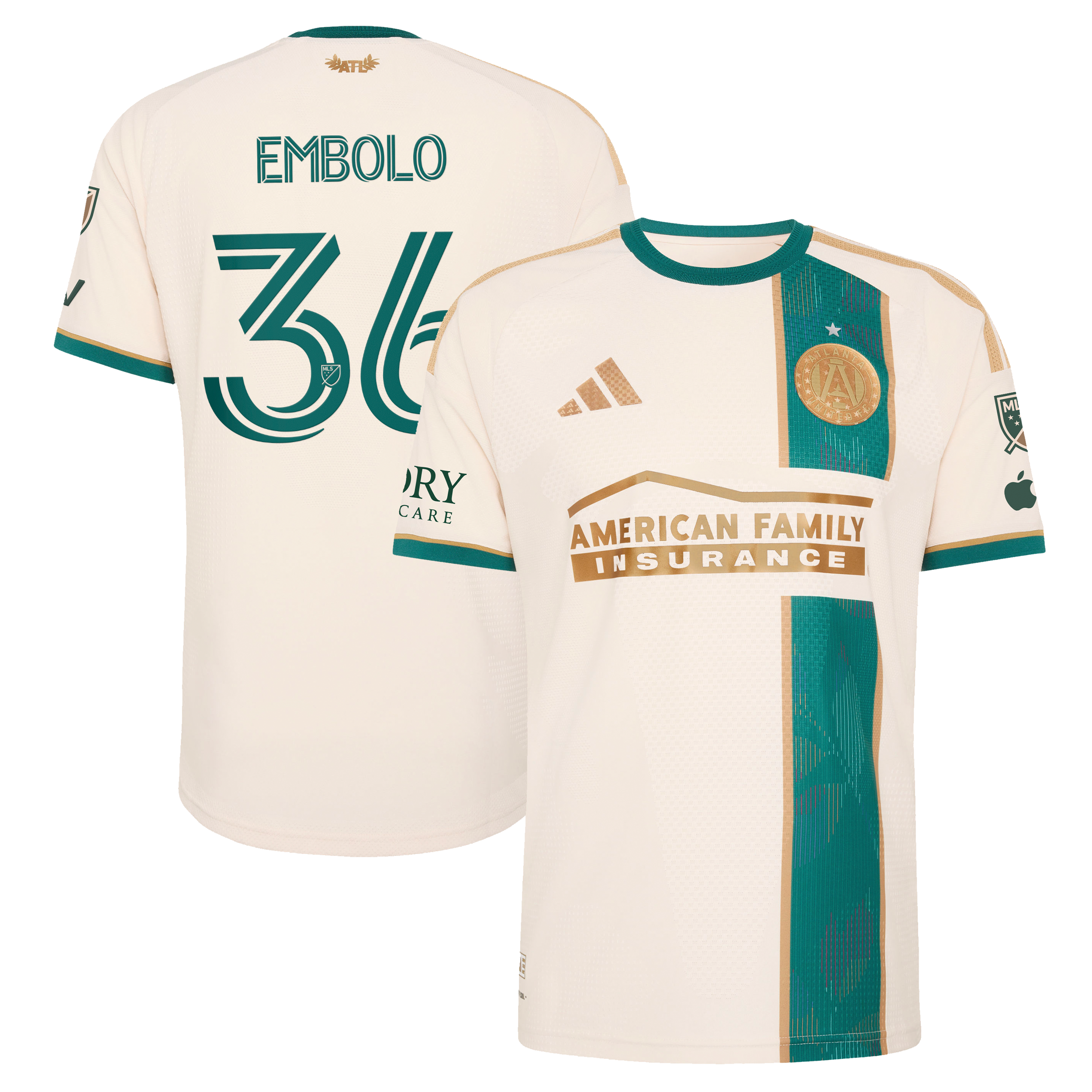 Men's adidas Breel Embolo Tan Atlanta United FC 2026 Spirit of '96 On-Field Authentic Patch Jersey