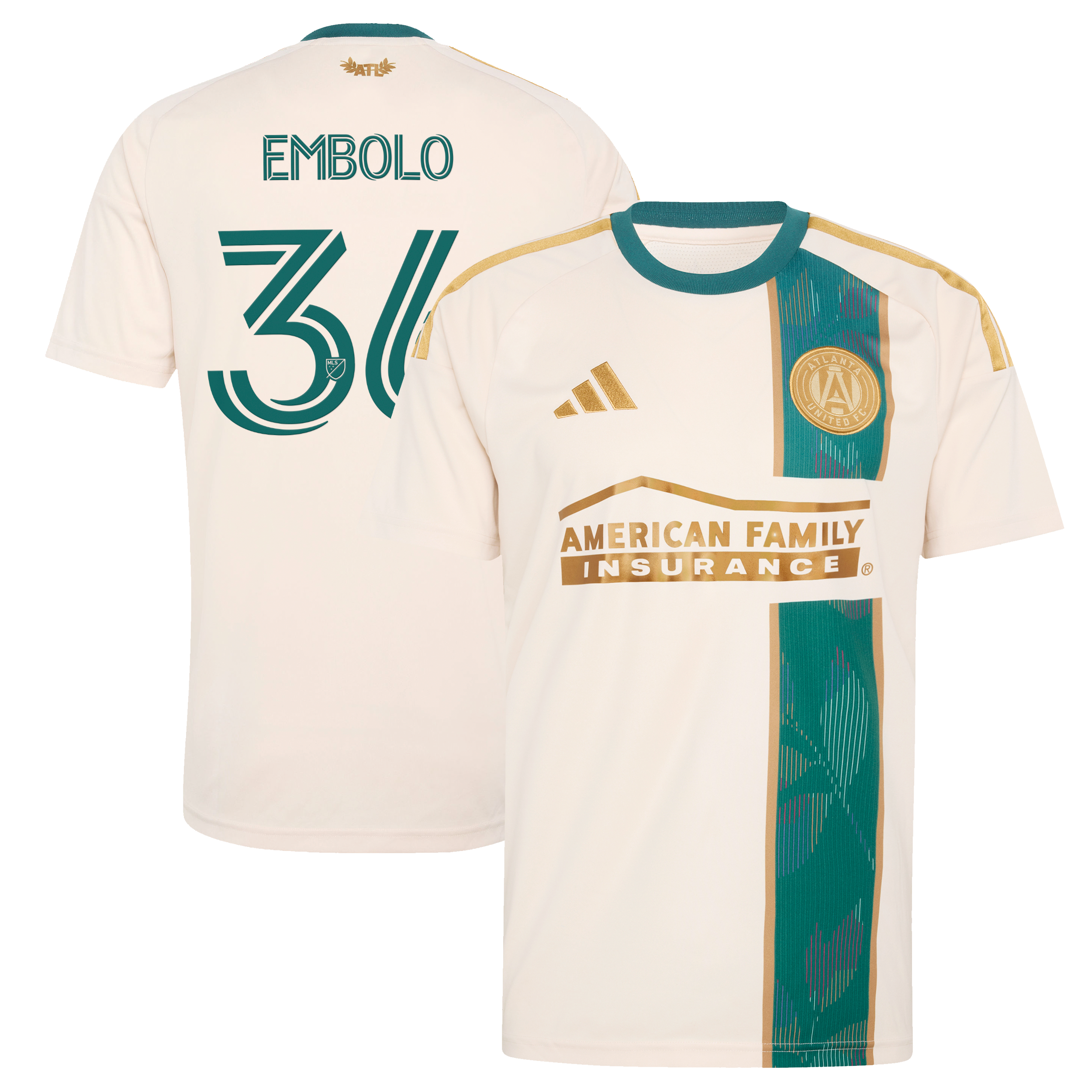Men's adidas Breel Embolo Tan Atlanta United FC 2026 Spirit of '96 Replica Jersey