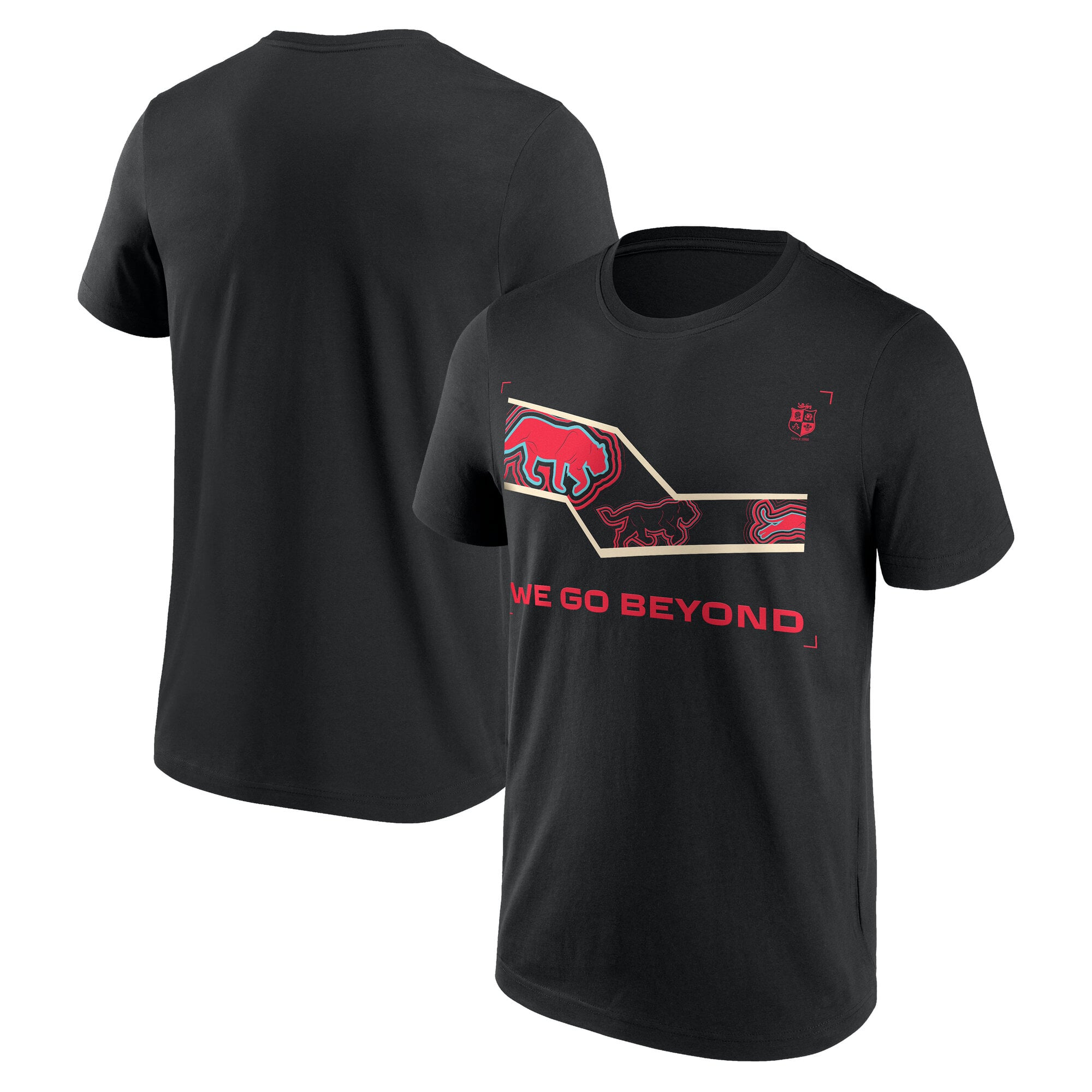 T-shirt graphique « We Go Beyond » des Lions britanniques et irlandais de rugby - Noir: retailer-supplied image