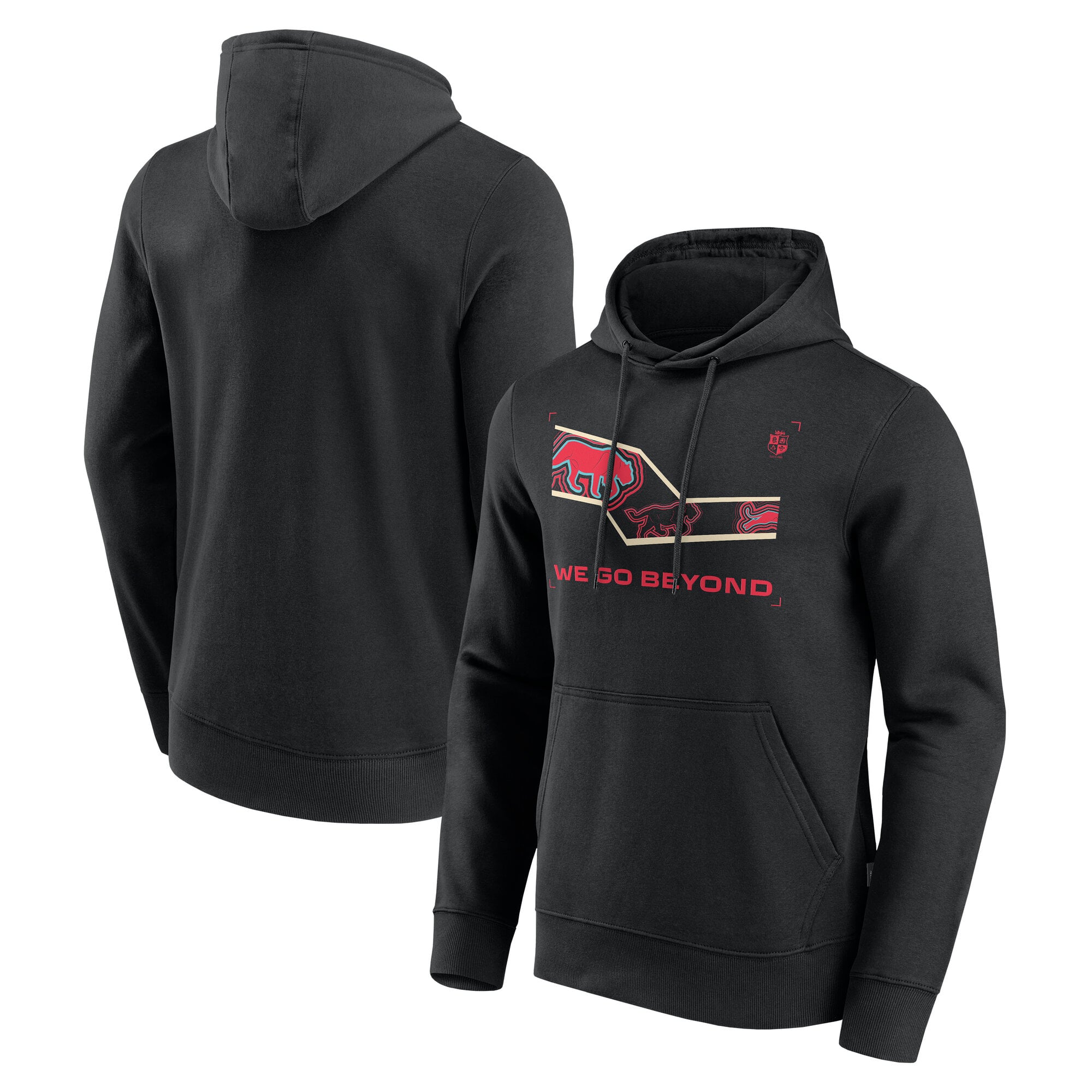 Sudadera con capucha estampada "We Go Beyond" de los British & Irish Lions Rugby - Negra: retailer-supplied image