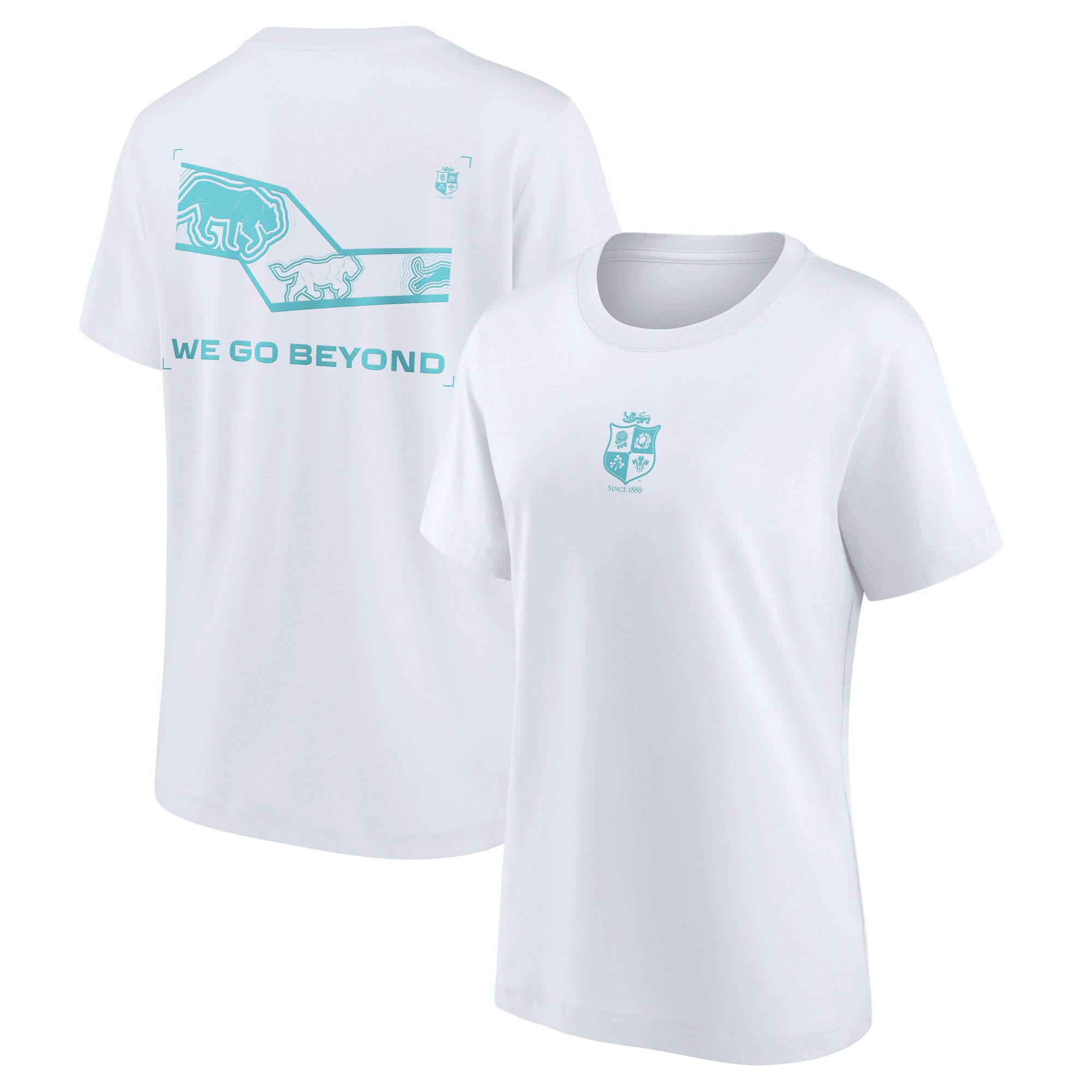 Camiseta gráfica We Go Beyond de British & Irish Lions Rugby Lions Femenino NZ 2027 - Blanco - Mujer: retailer-supplied image