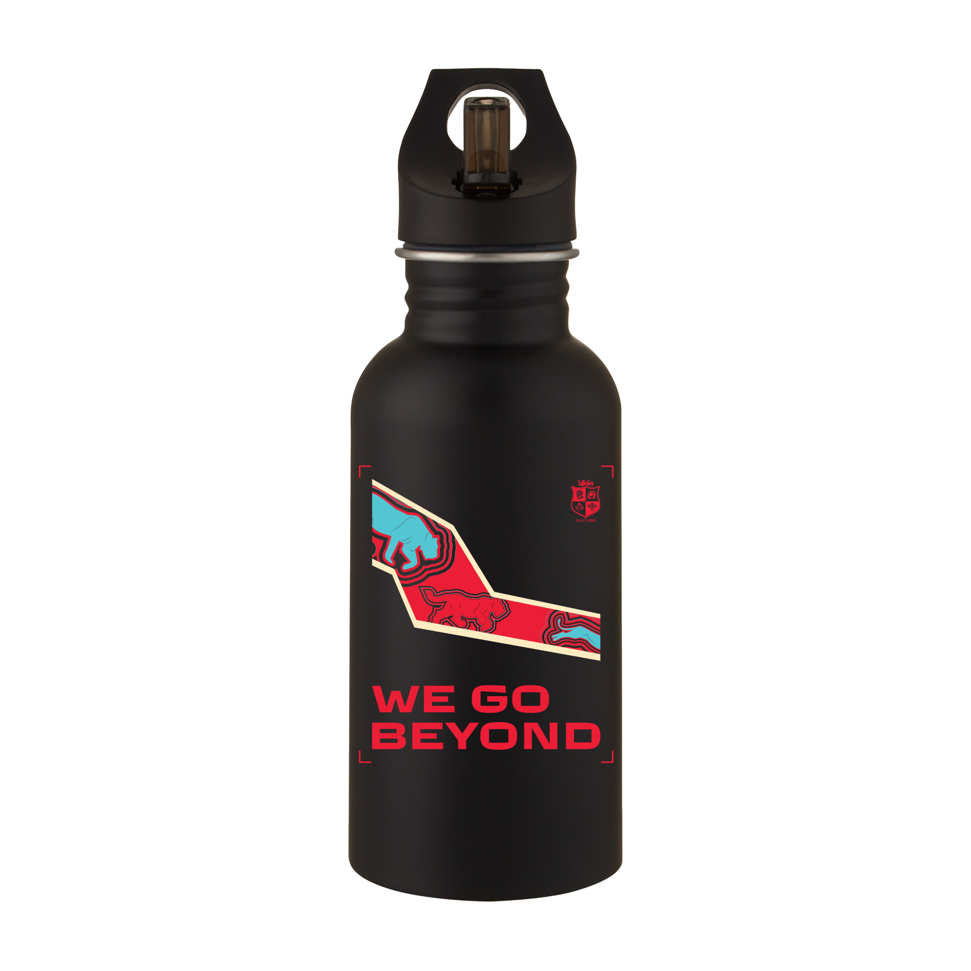 British & Irish Lions Rugby We Go Beyond Stainless Steel 500ml Drinks Bottle: retailer-supplied image