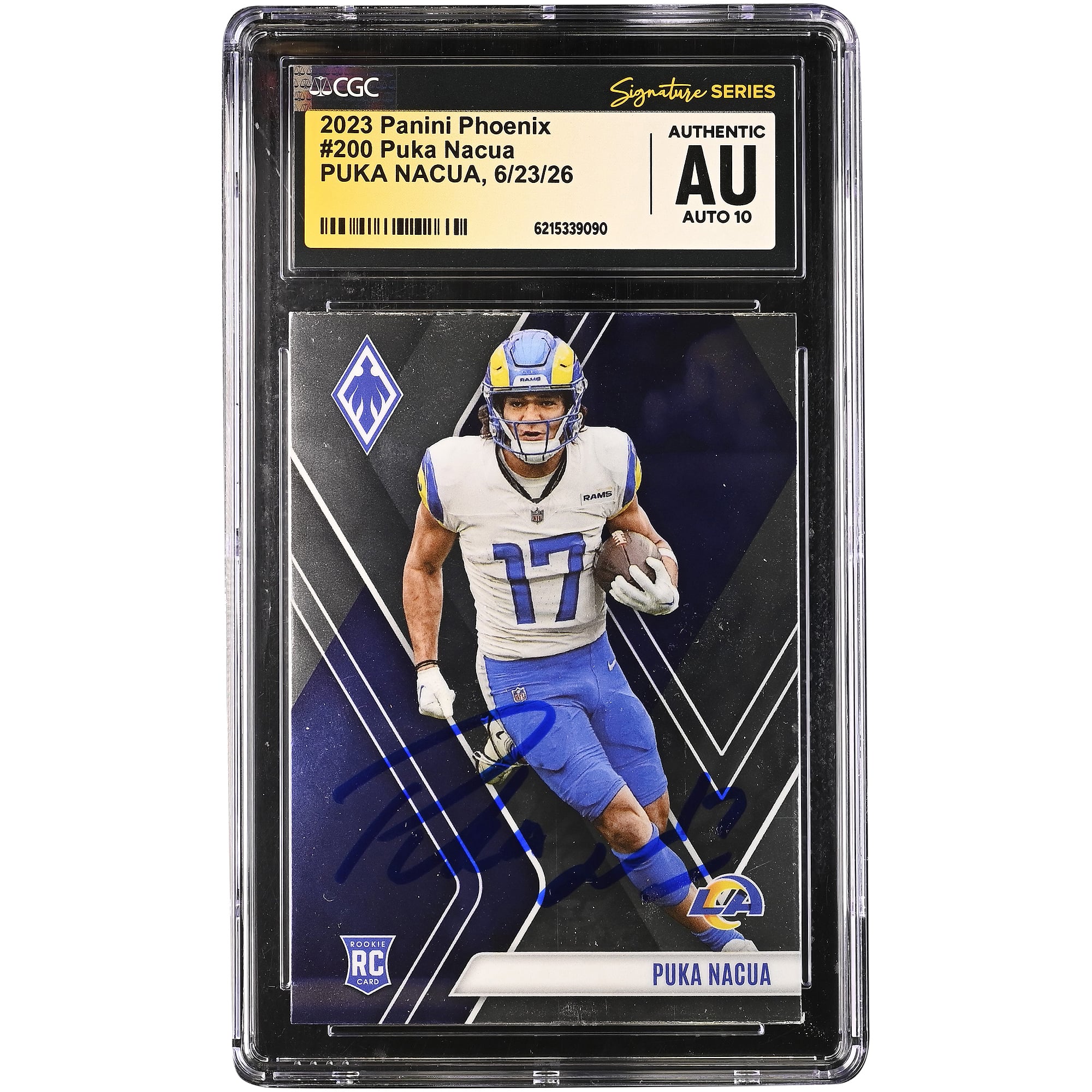 Puka Nacua Los Angeles Rams Autographed 2023 Panini Phoenix #200 CGC Fanatics Witnessed Authenticated Auto 10 Rookie Card