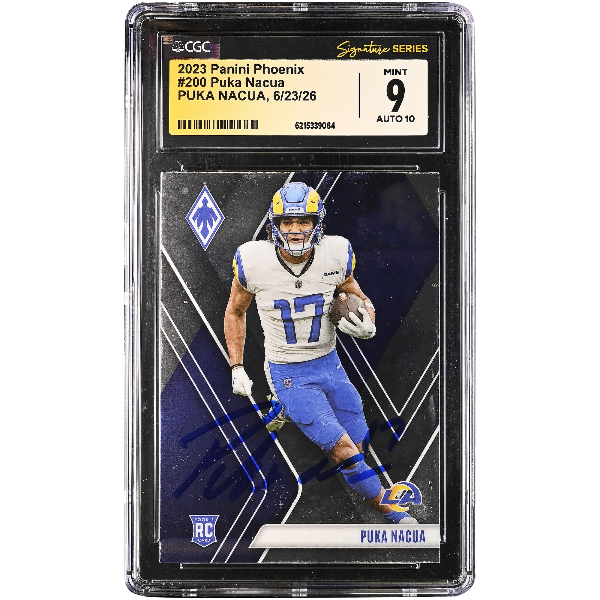 Puka Nacua Los Angeles Rams Autographed 2023 Panini Phoenix #200 CGC Fanatics Witnessed Authenticated 10/10 Rookie Card