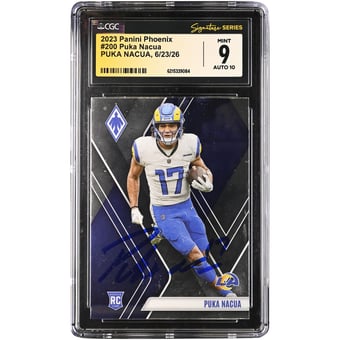 Puka Nacua Los Angeles Rams Autographed 2023 Panini Phoenix #200 CGC Fanatics Witnessed Authenticated 10/10 Rookie Card