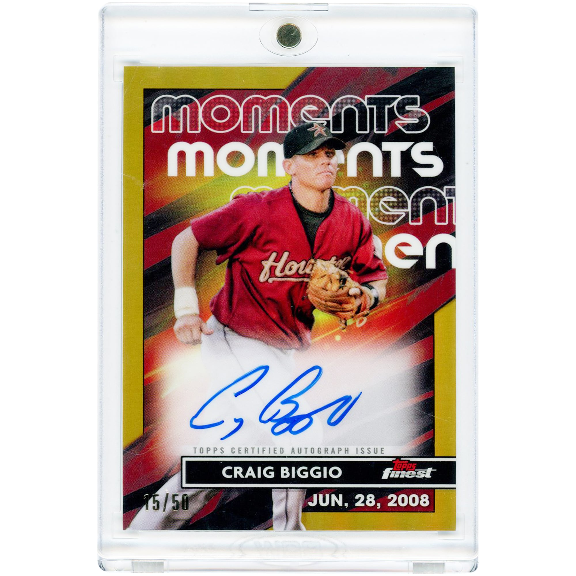 Craig Biggio Houston Astros Autographed 2023 Topps Finest Flashbacks Moments Gold Refractor #FMA-CB #15/50 Card