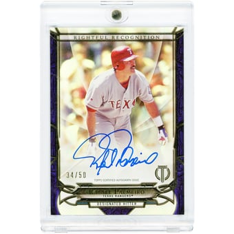 Rafael Palmeiro Texas Rangers Autographed 2016 Topps Tribute Rightful Recognition Purple #NOW-RP #34/50 Card