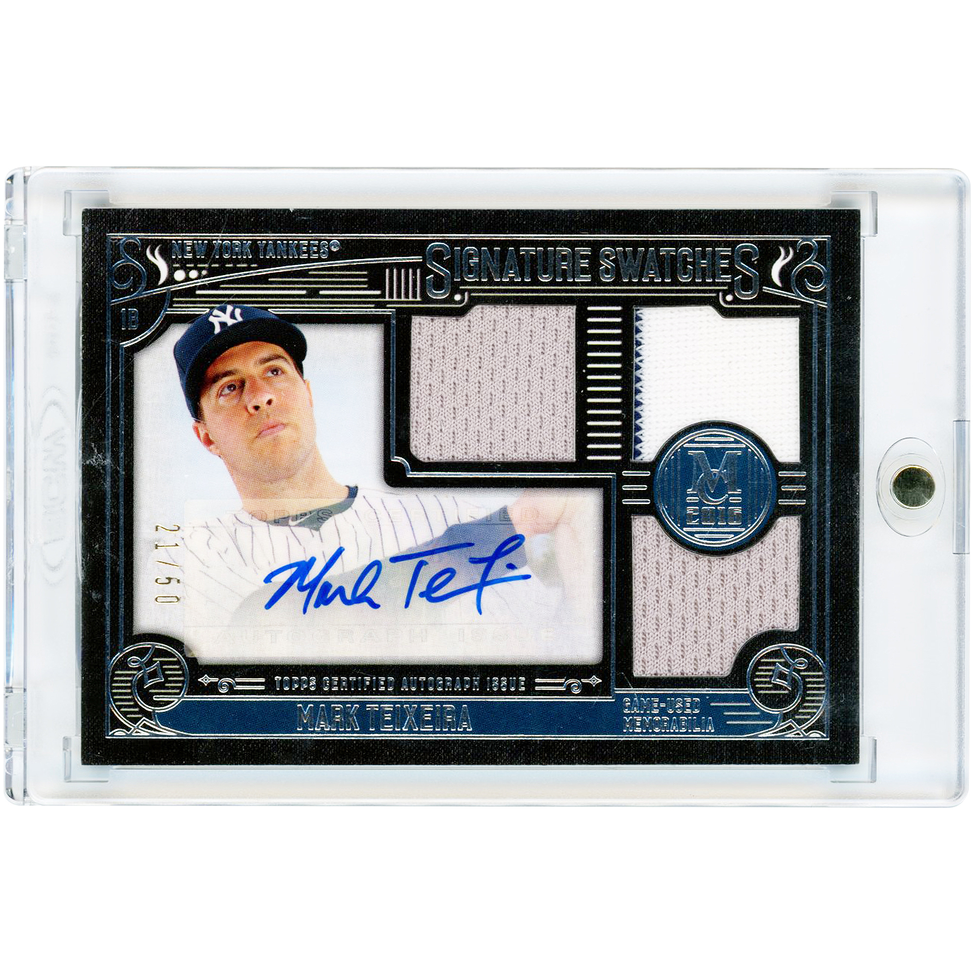 Mark Teixeira New York Yankees Autographed 2016 Topps Museum Collection Signature Swatches #SST-MTX #21/50 Card. rookie card picture