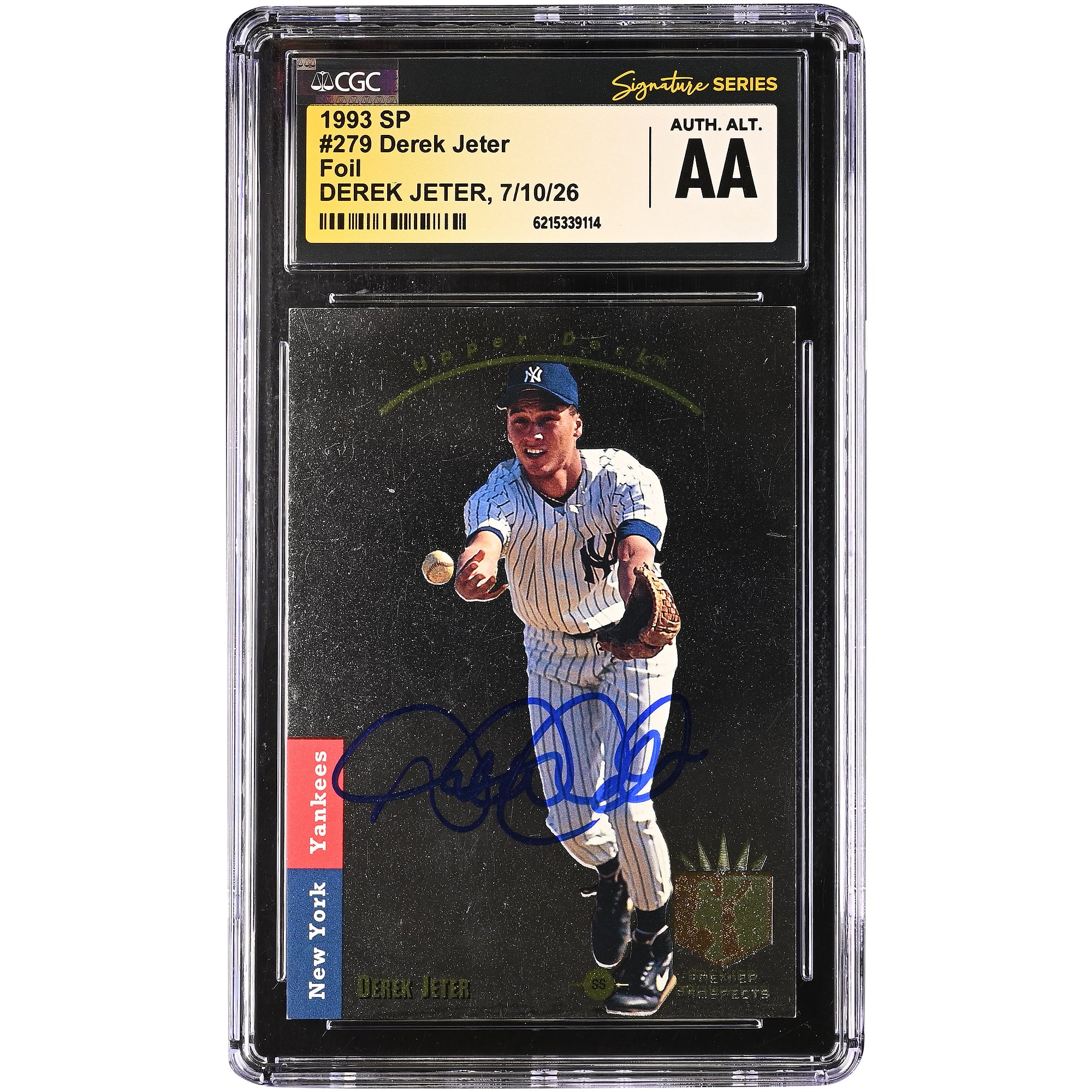 Derek Jeter New York Yankees Autographed 1993 SP Foil #279 CGC Fanatics Witnessed Authenticated AUTH. ALT. Rookie Card
