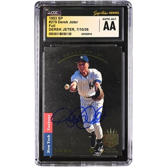 Derek Jeter New York Yankees Autographed 1993 SP Foil #279 CGC Fanatics Witnessed Authenticated AUTH. ALT. Rookie Card