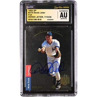 Derek Jeter New York Yankees Autographed 1993 SP Foil #279 CGC Fanatics Witnessed Authenticated Auto 10 Rookie Card