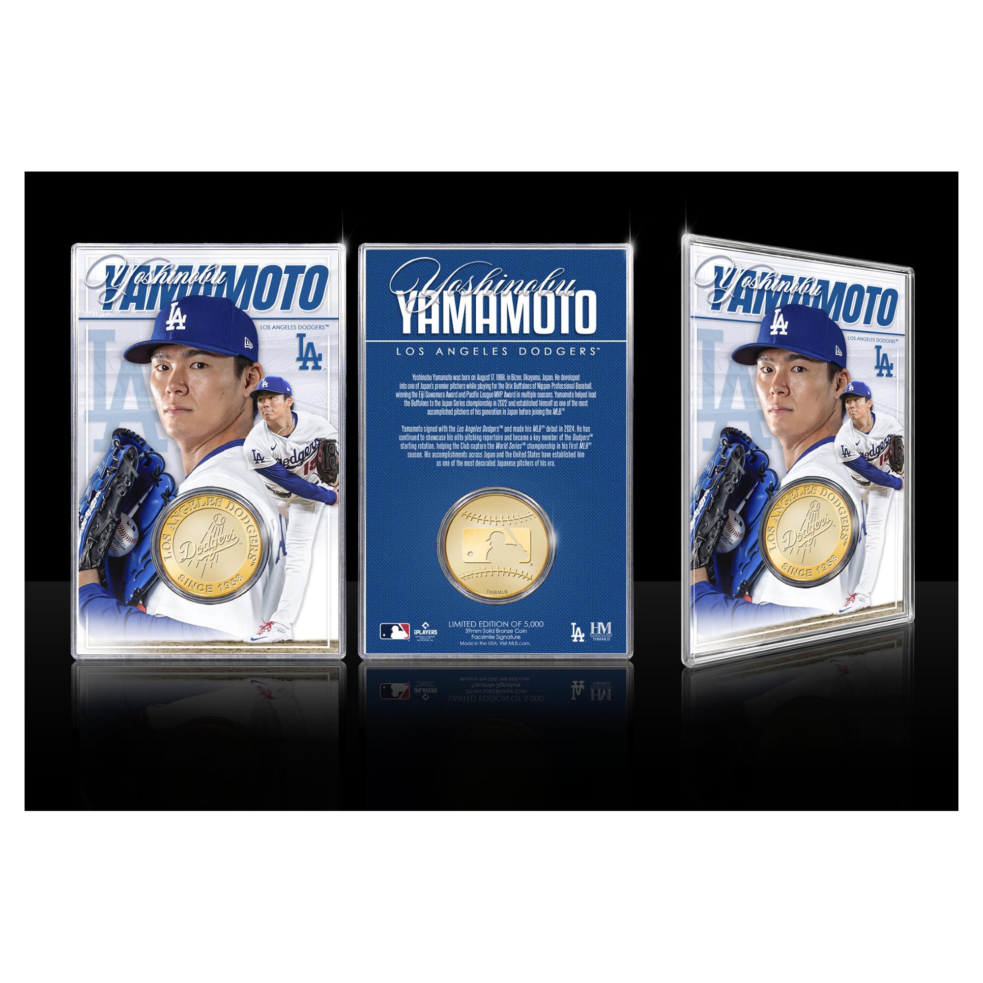 Highland Mint Yoshinobu Yamamoto Los Angeles Dodgers Limited Edition Bronze Coin with Acrylic Holder