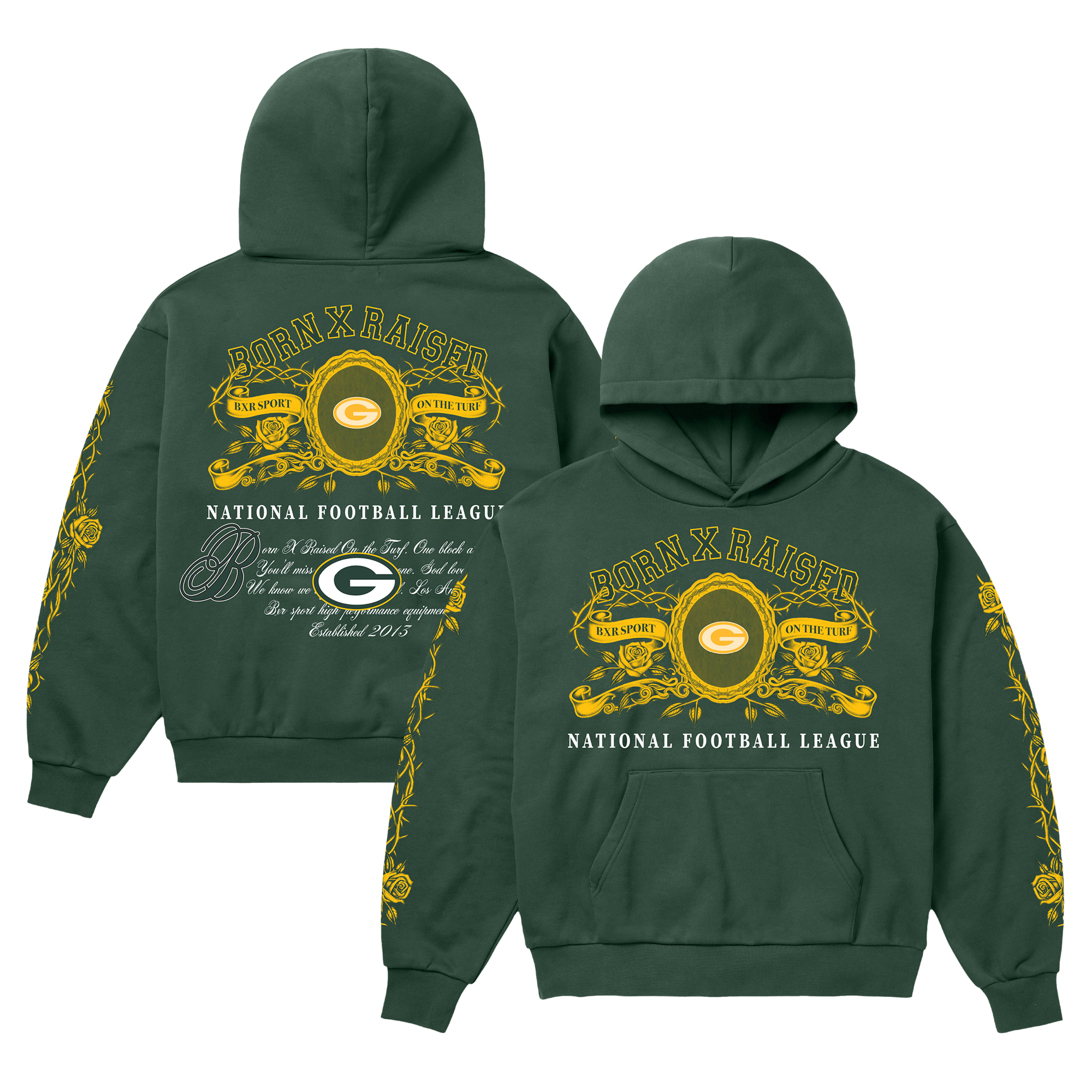 Unisex Born x Raised Green Green Bay Packers Crest Hoodie