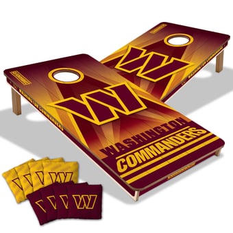 Fanpoint Washington Commanders 2' x 4' City Scape Wood Cornhole Game with Bags