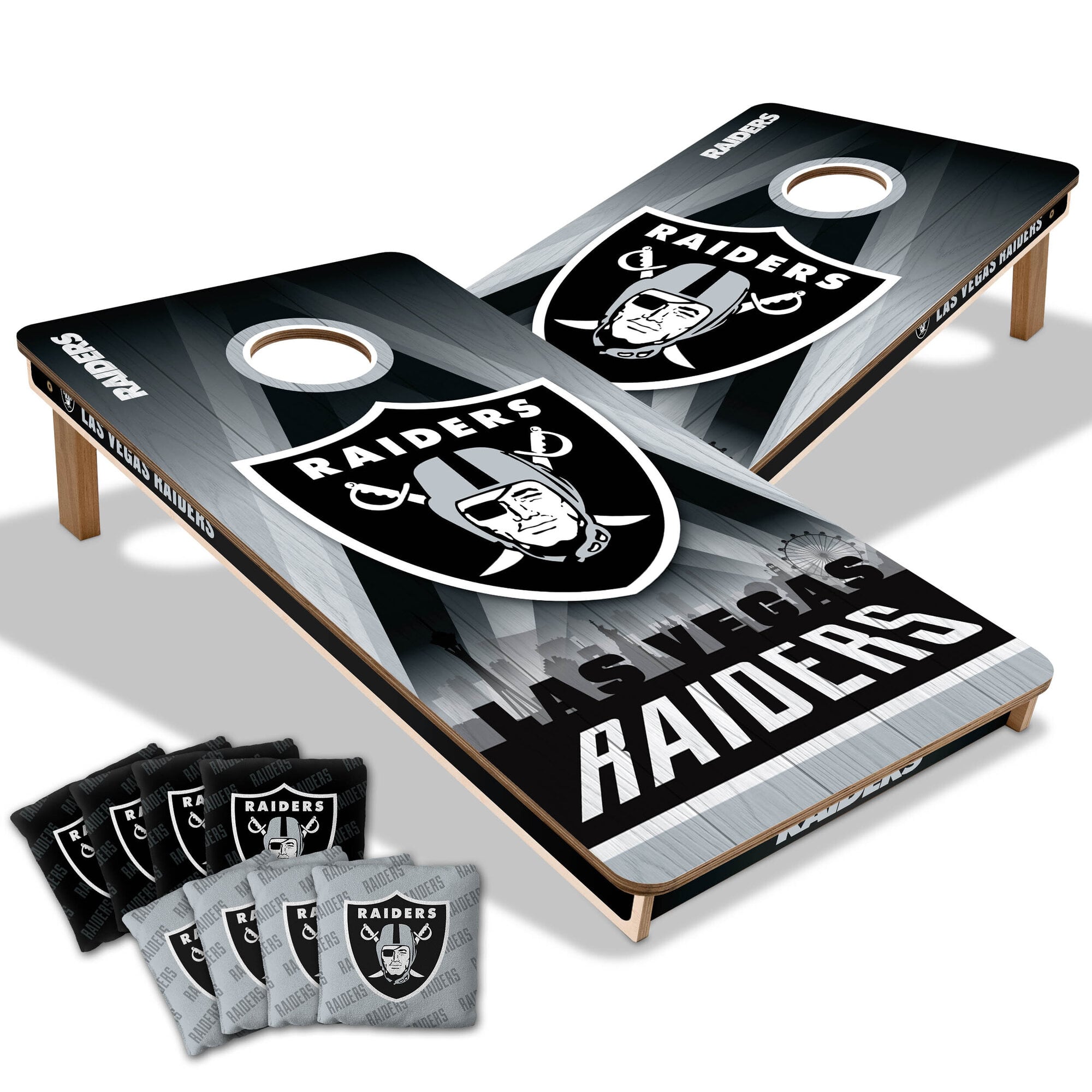 Las Vegas Raiders 2' x 4' City Scape Wood Cornhole Game with Bags