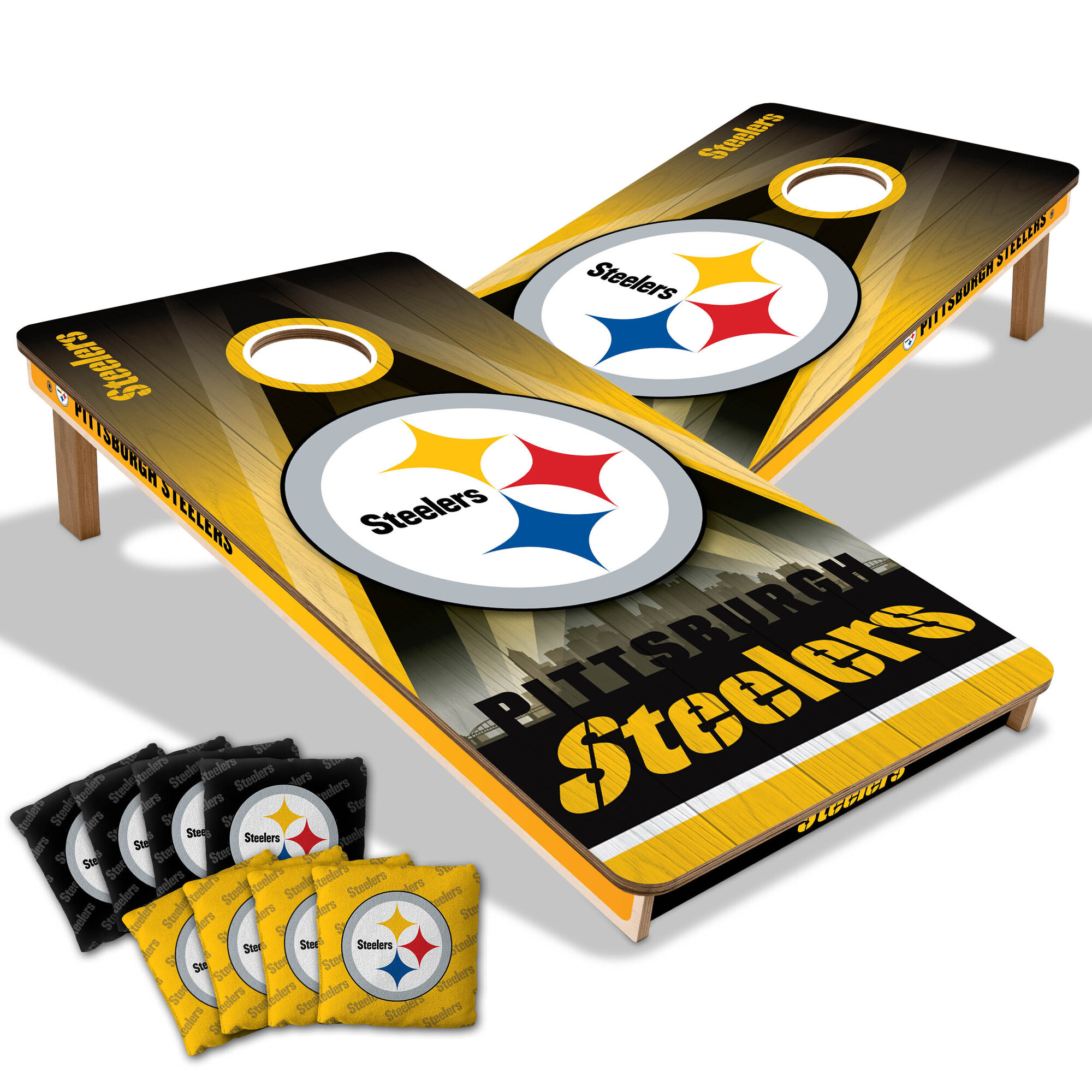 Pittsburgh Steelers 2' x 4' City Scape Wood Cornhole Game with Bags