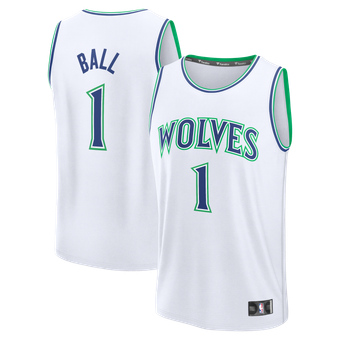 Youth Fanatics LaMelo Ball White Minnesota Timberwolves Fast Break Jersey - Association Edition