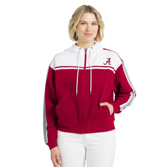 Women's WEAR by Erin Andrews  Crimson Alabama Crimson Tide Colorblock Sleeve Stripe Full-Zip Hoodie