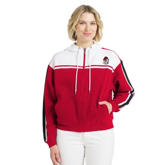 Women's WEAR by Erin Andrews  Red Georgia Bulldogs Colorblock Sleeve Stripe Full-Zip Hoodie