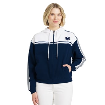Women's WEAR by Erin Andrews  Blue Penn State Nittany Lions Colorblock Sleeve Stripe Full-Zip Hoodie