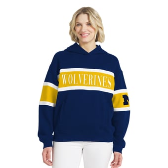 Women's WEAR by Erin Andrews  Navy Michigan Wolverines Colorblock Hoodie