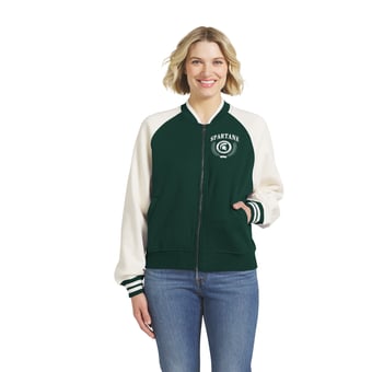 Women's WEAR by Erin Andrews  Green Michigan State Spartans Raglan Full-Zip Jacket