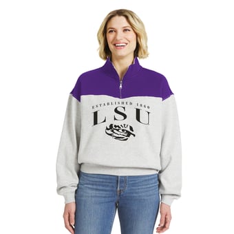 Women's WEAR by Erin Andrews  Purple LSU Tigers Colorblock Half-Zip Pullover