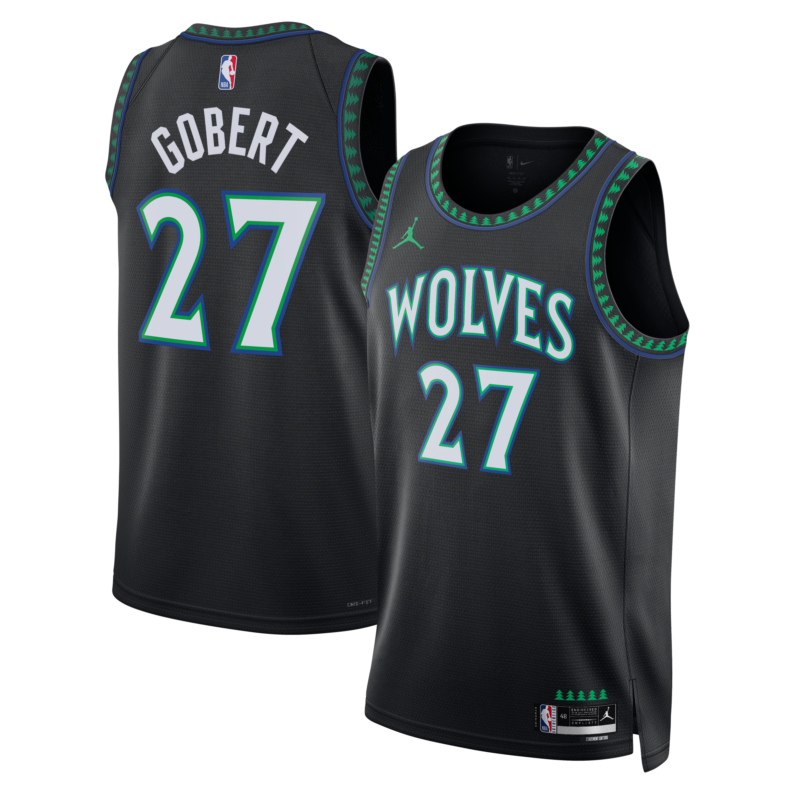 Unisex Jordan Brand Rudy Gobert Black Minnesota Timberwolves Swingman Jersey - Statement Edition