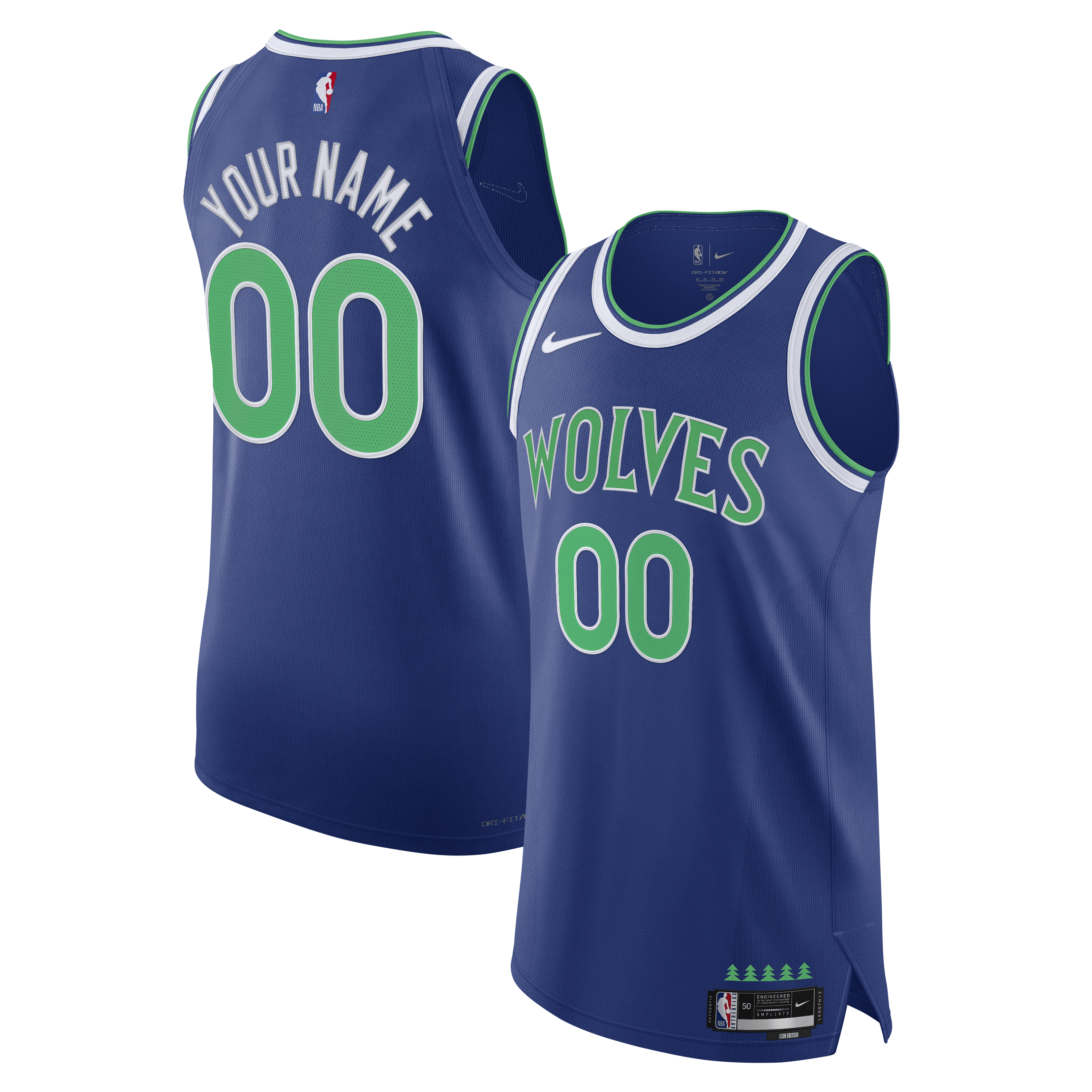 Men's Nike Blue Minnesota Timberwolves Authentic Custom Jersey - Icon Edition