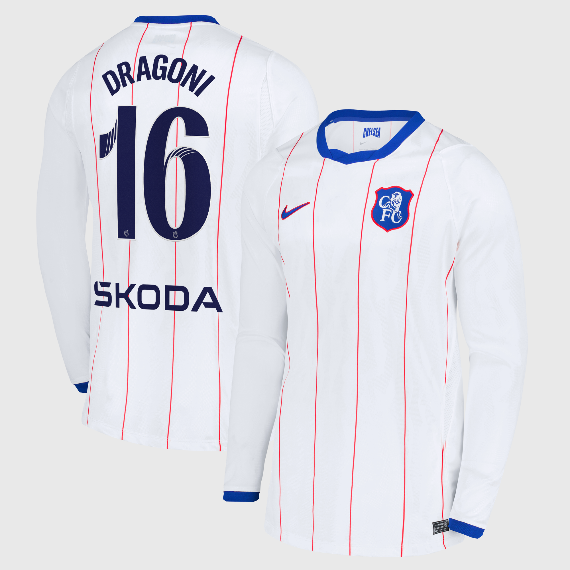 Chelsea WSL Nike Third Stadium Long Sleeve Shirt 2026-27 with Dragoni 16 printing