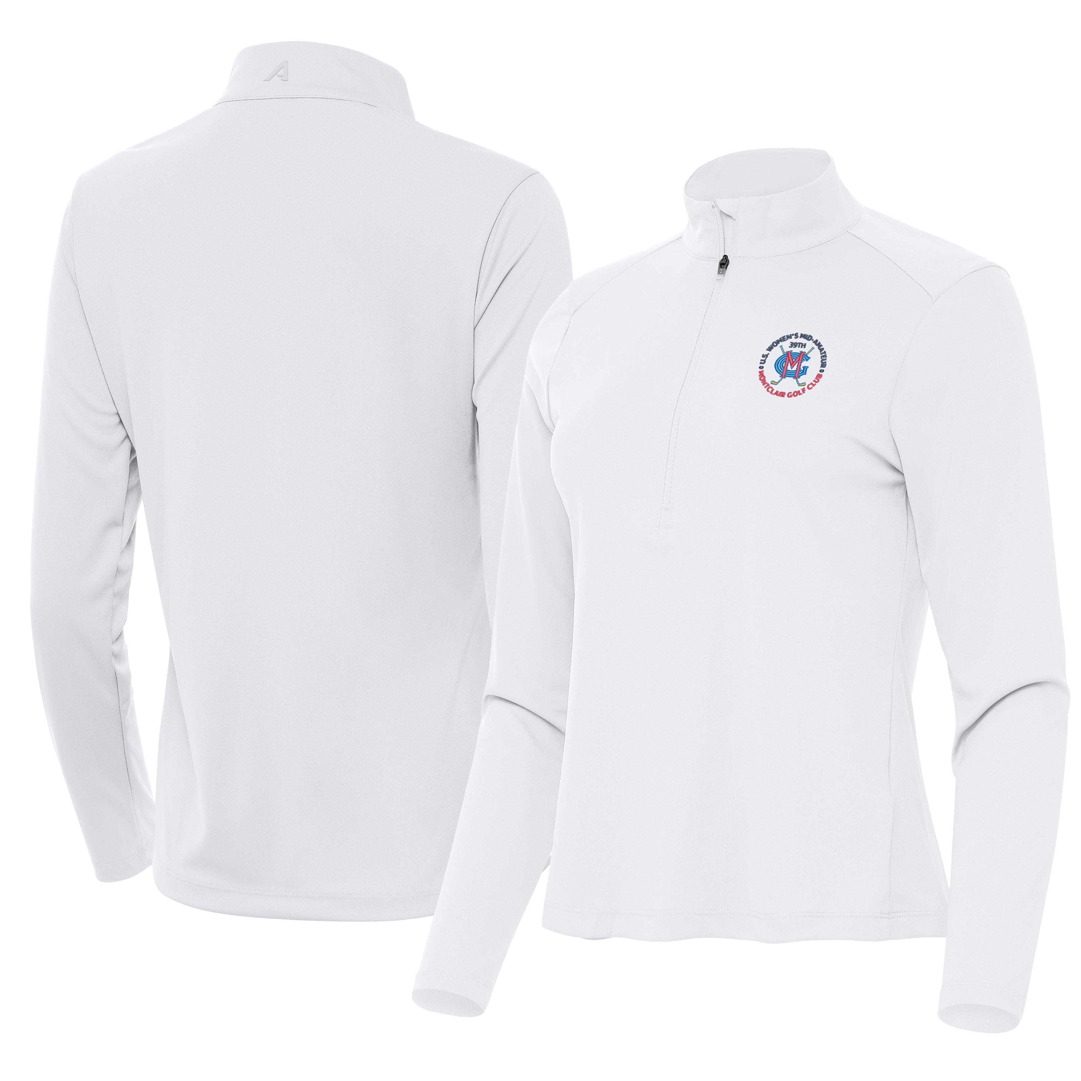 Women’s 2026 U.S. Women’s Mid-Amateur Antigua White Tribute Half-Zip Pullover Top Women’s 2026 U.S. Women’s Mid-Amateur Antigua White Tribute Half-Zip Pullover Top