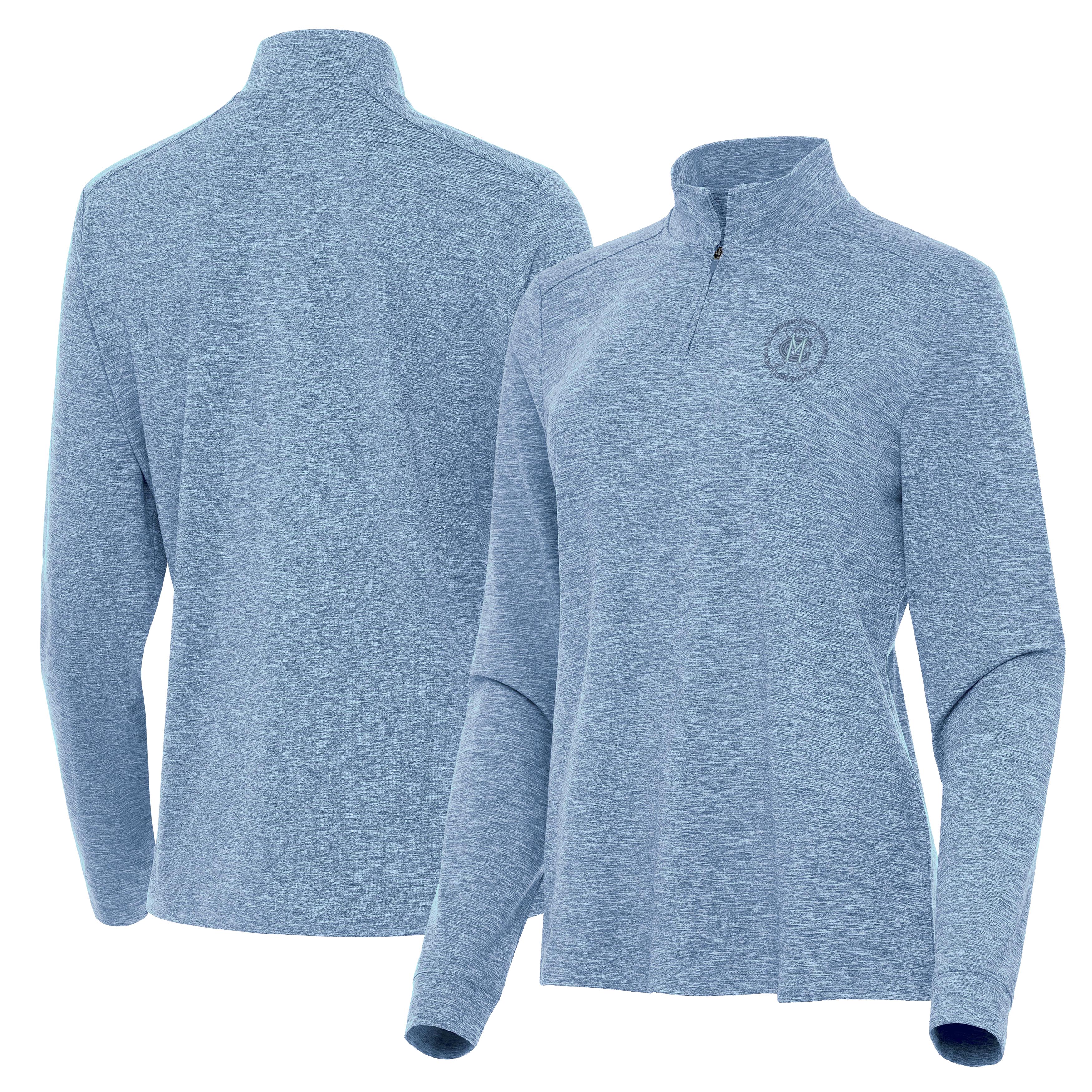 Women’s 2026 U.S. Women’s Mid-Amateur Antigua Heather Aqua Mentor Quarter-Zip Mock Neck Polo Women’s 2026 U.S. Women’s Mid-Amateur Antigua Heather Aqua Mentor Quarter-Zip Mock Neck Polo