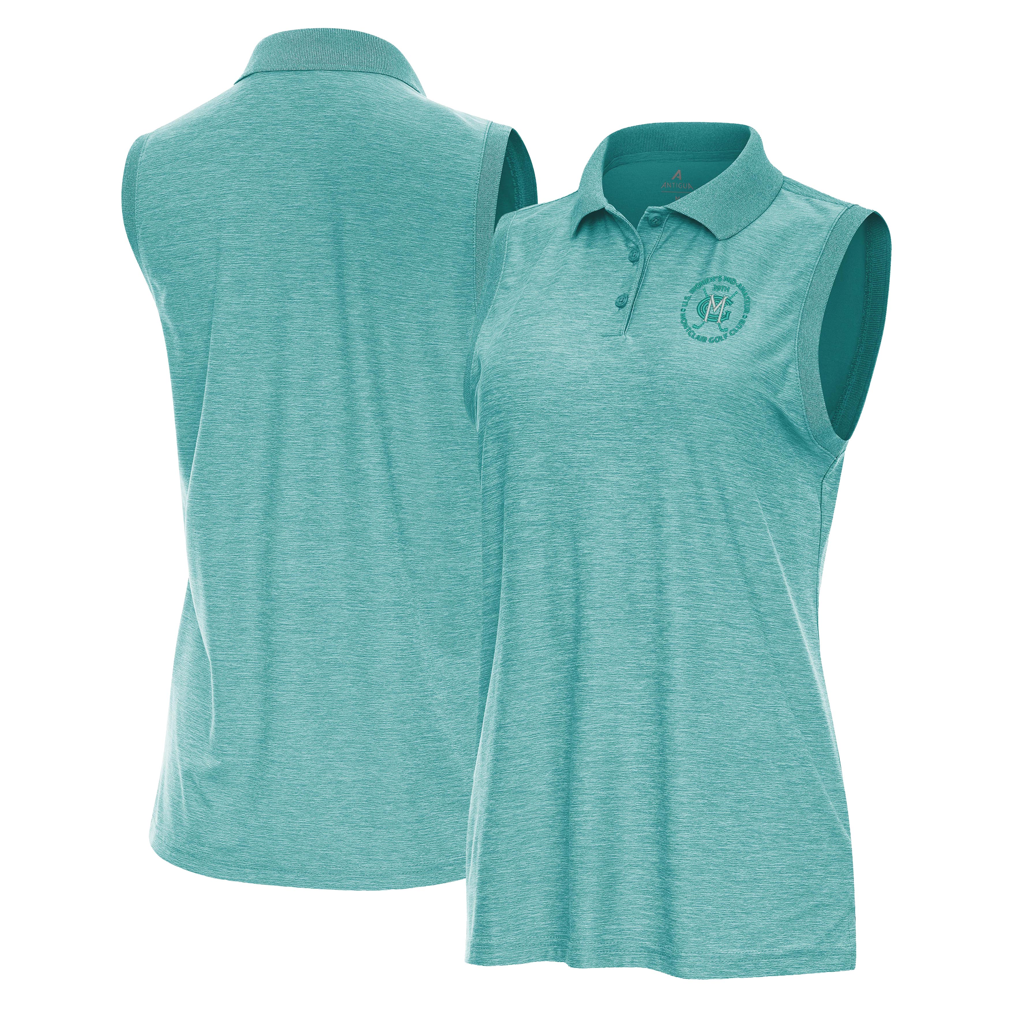 Women’s 2026 U.S. Women’s Mid-Amateur Antigua Heather Aqua Recap Sleeveless Polo Women’s 2026 U.S. Women’s Mid-Amateur Antigua Heather Aqua Recap Sleeveless Polo