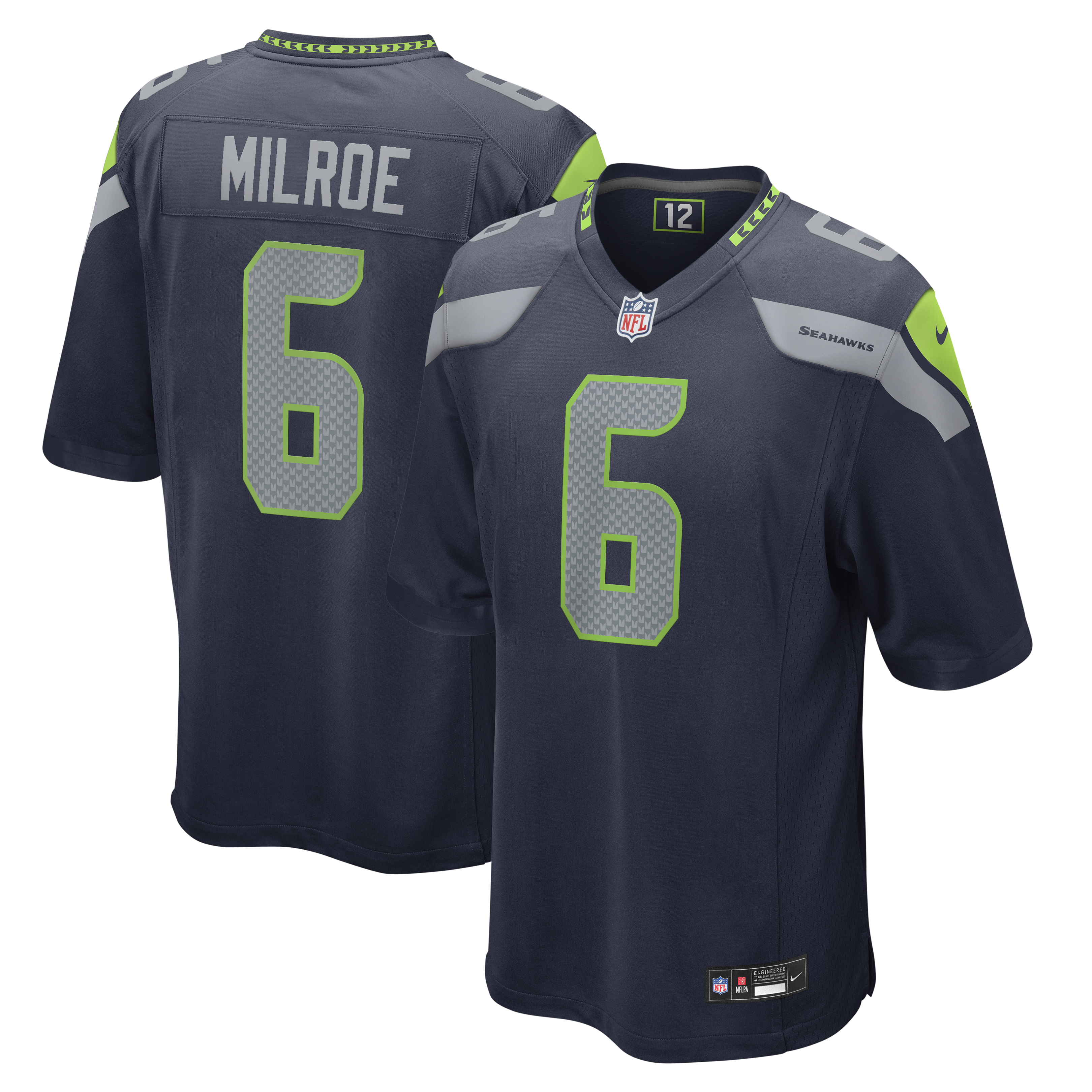 Men's Nike Jalen Milroe College Navy Seattle Seahawks Team Game Jersey