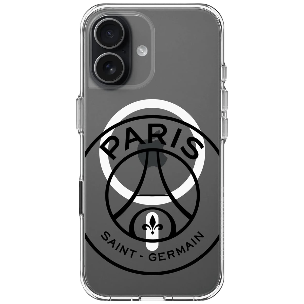 Coque transparente PSG Oversize pour iPhone 17 - Noir