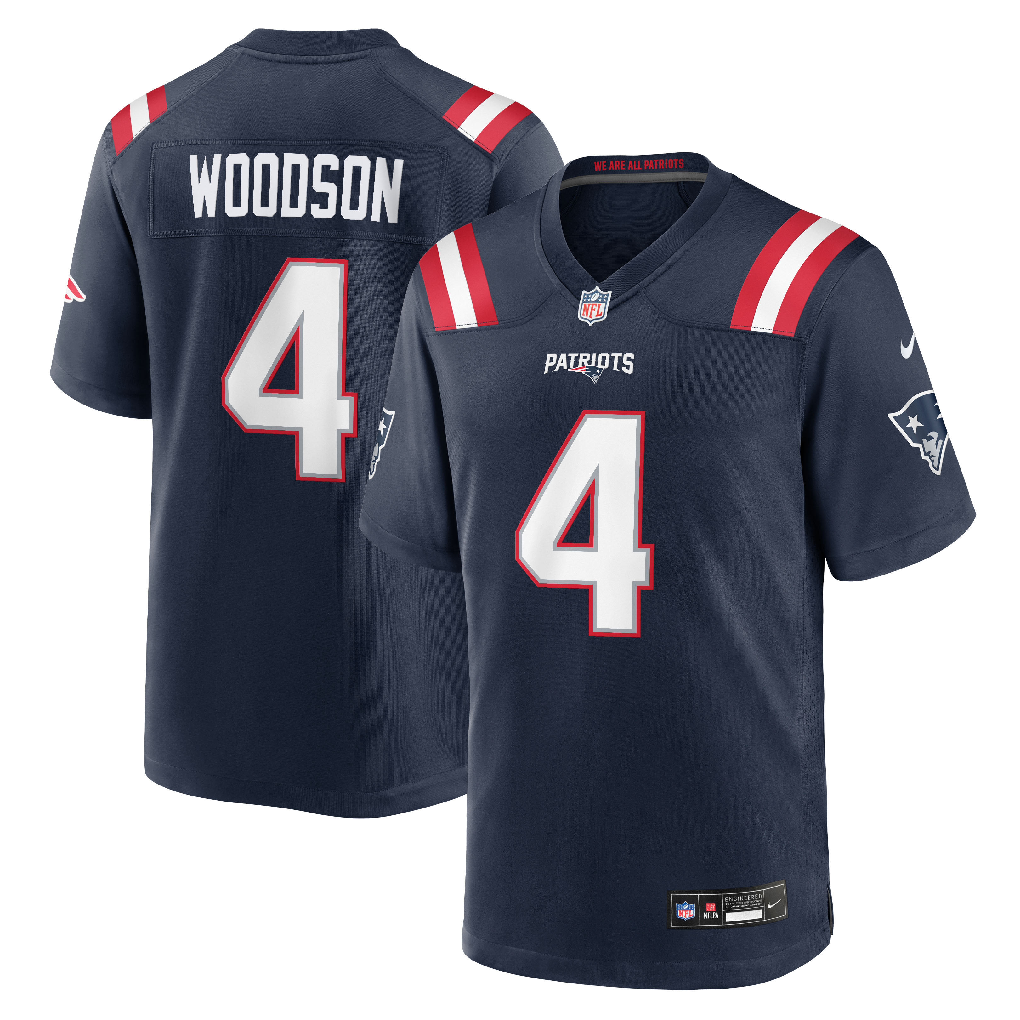 Men's Nike Craig Woodson Navy New England Patriots Team Game Jersey