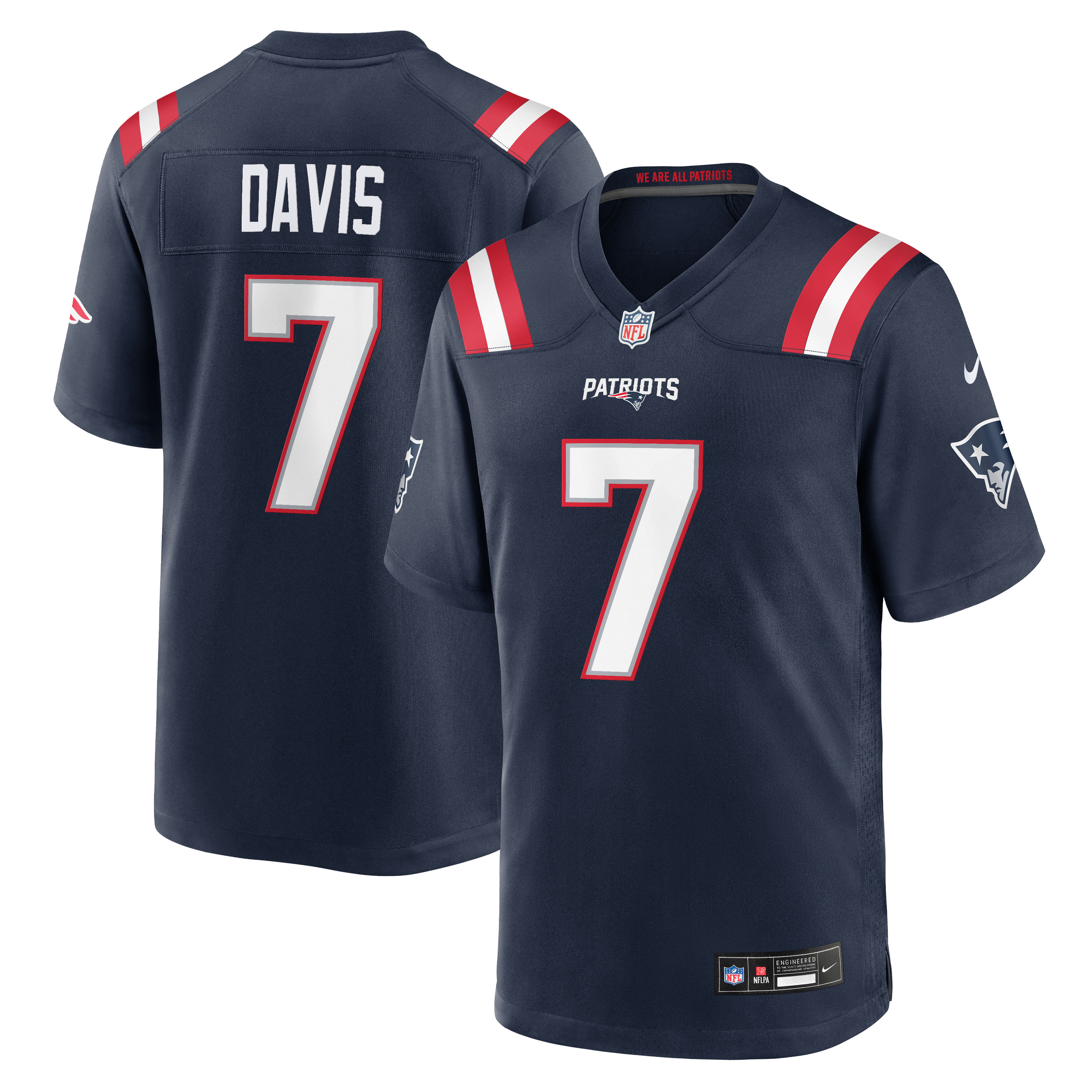 Men's Nike Carlton Davis Navy New England Patriots Team Game Jersey