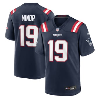 Men's Nike Kobee Minor Navy New England Patriots Team Game Jersey