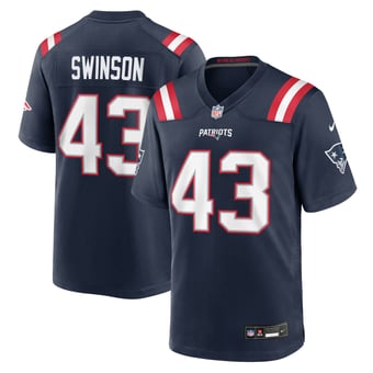 Men's Nike Bradyn Swinson Navy New England Patriots Team Game Jersey