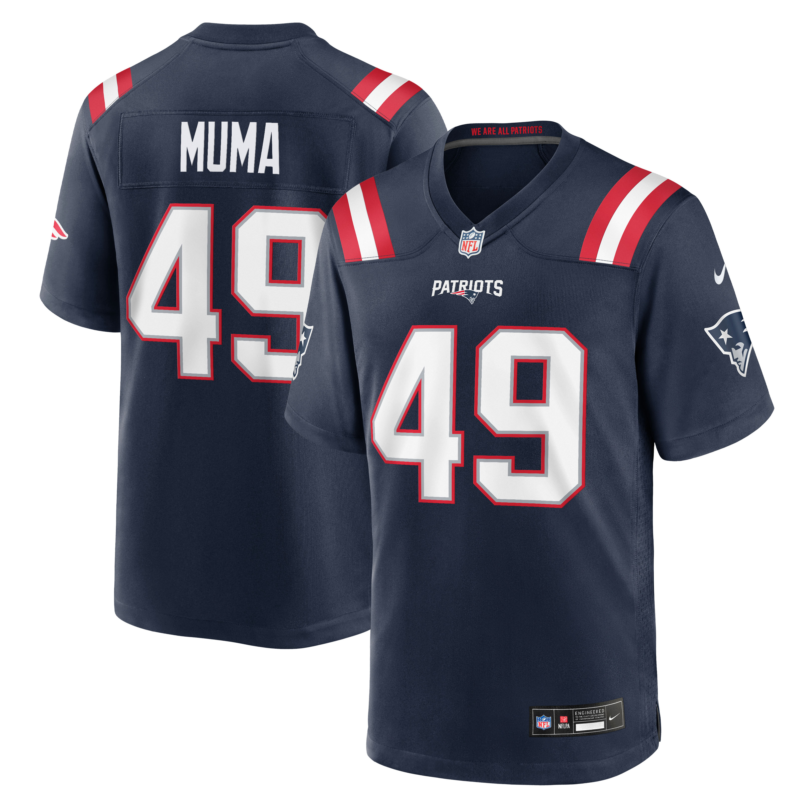 Men's Nike Chad Muma Navy New England Patriots Team Game Jersey