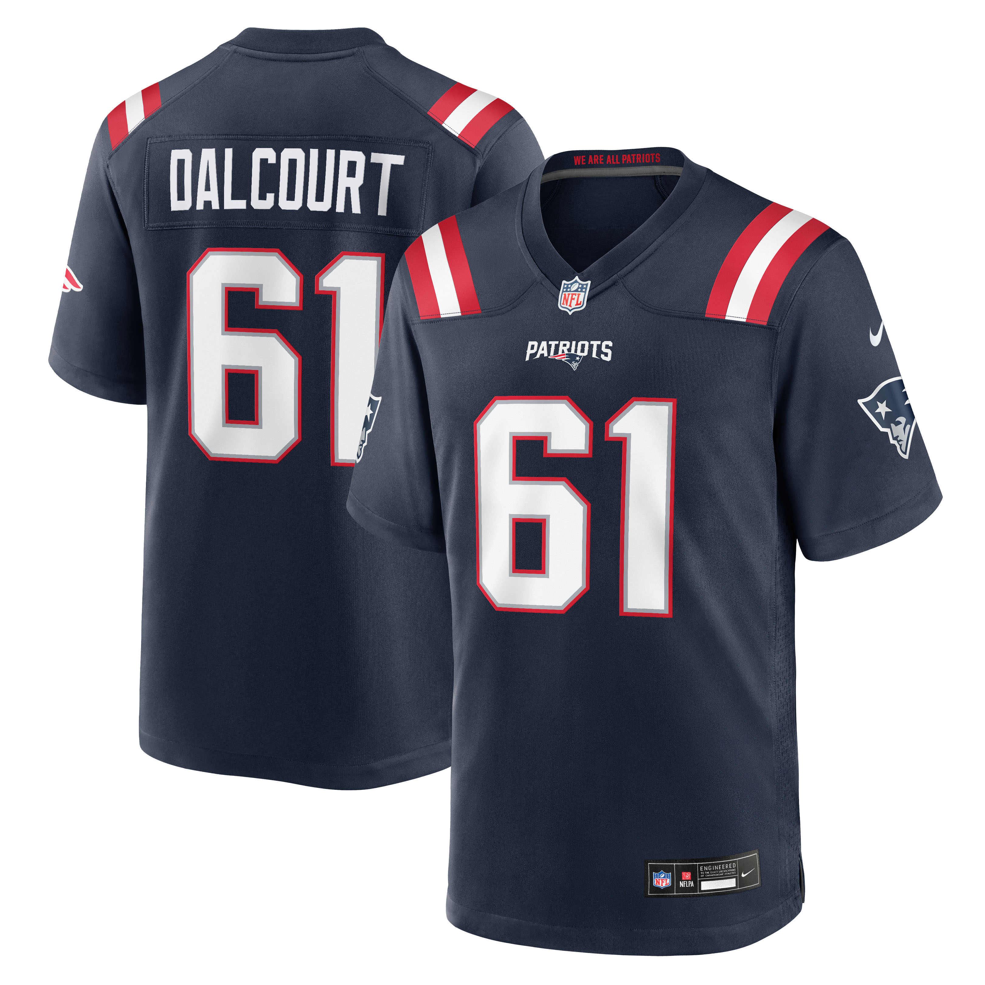 Men's Nike Darrian Dalcourt Navy New England Patriots Team Game Jersey