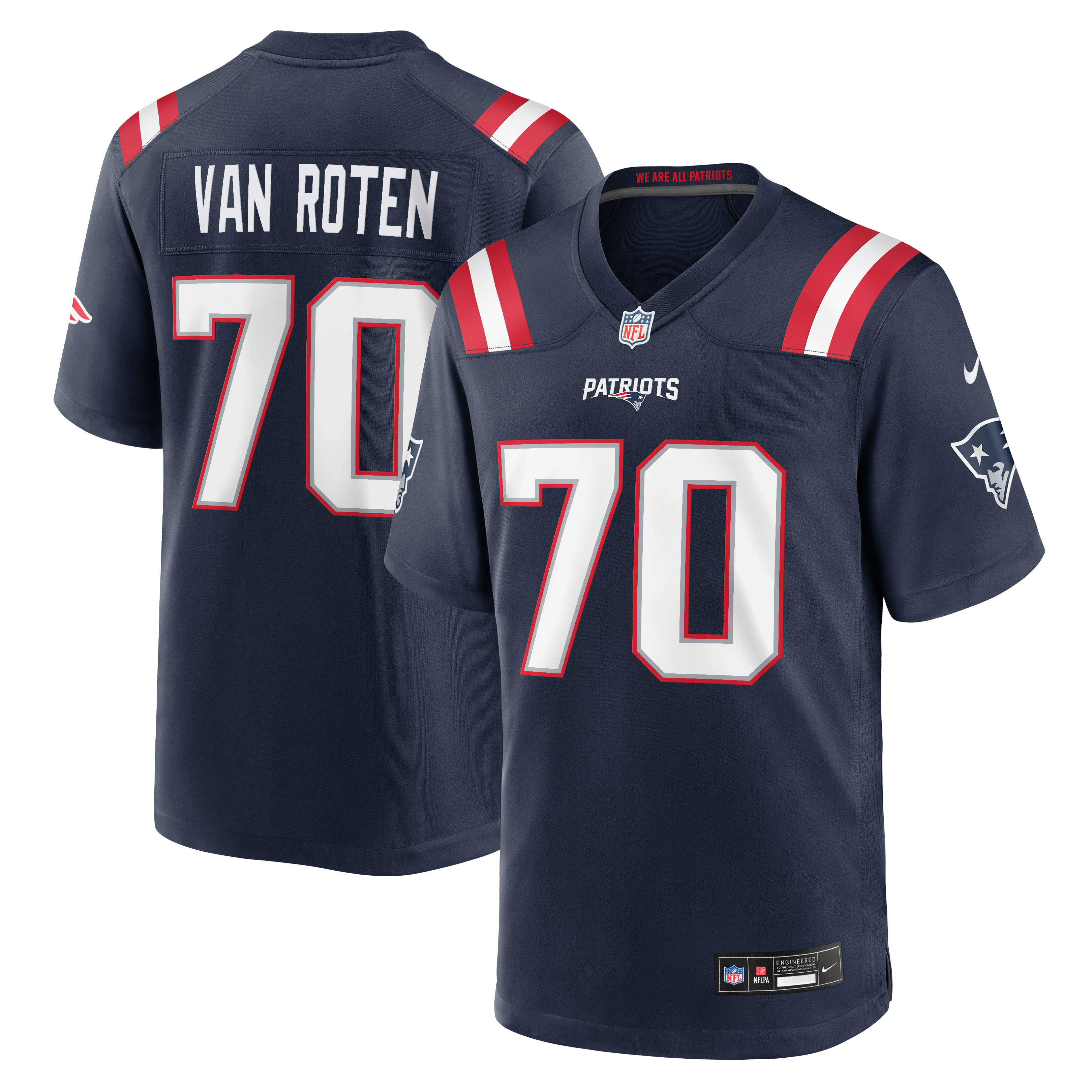 Men's Nike Greg Van Roten Navy New England Patriots Team Game Jersey