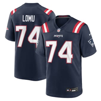 Men's Nike Caleb Lomu Navy New England Patriots Team Game Jersey