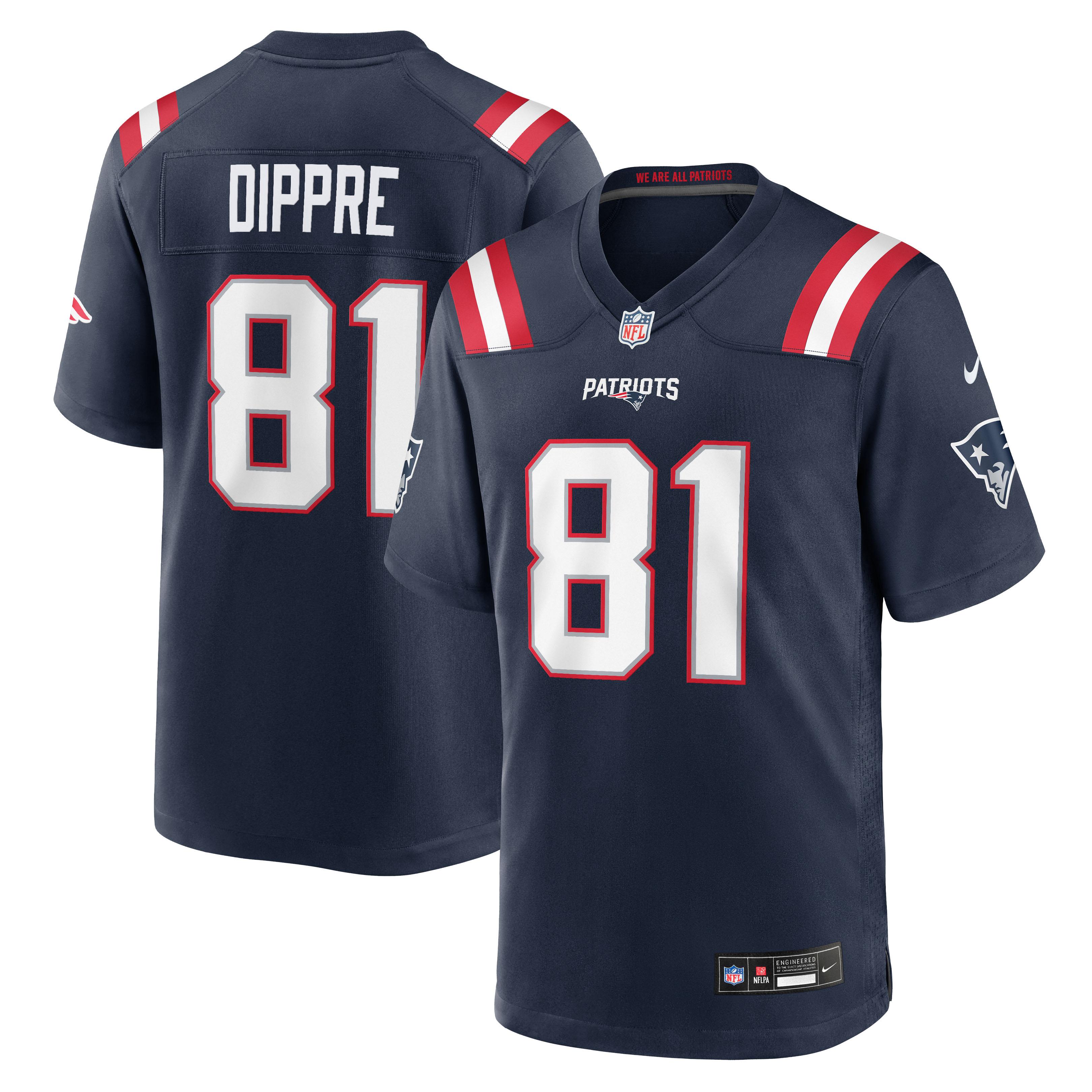 Men's Nike CJ Dippre Navy New England Patriots Team Game Jersey