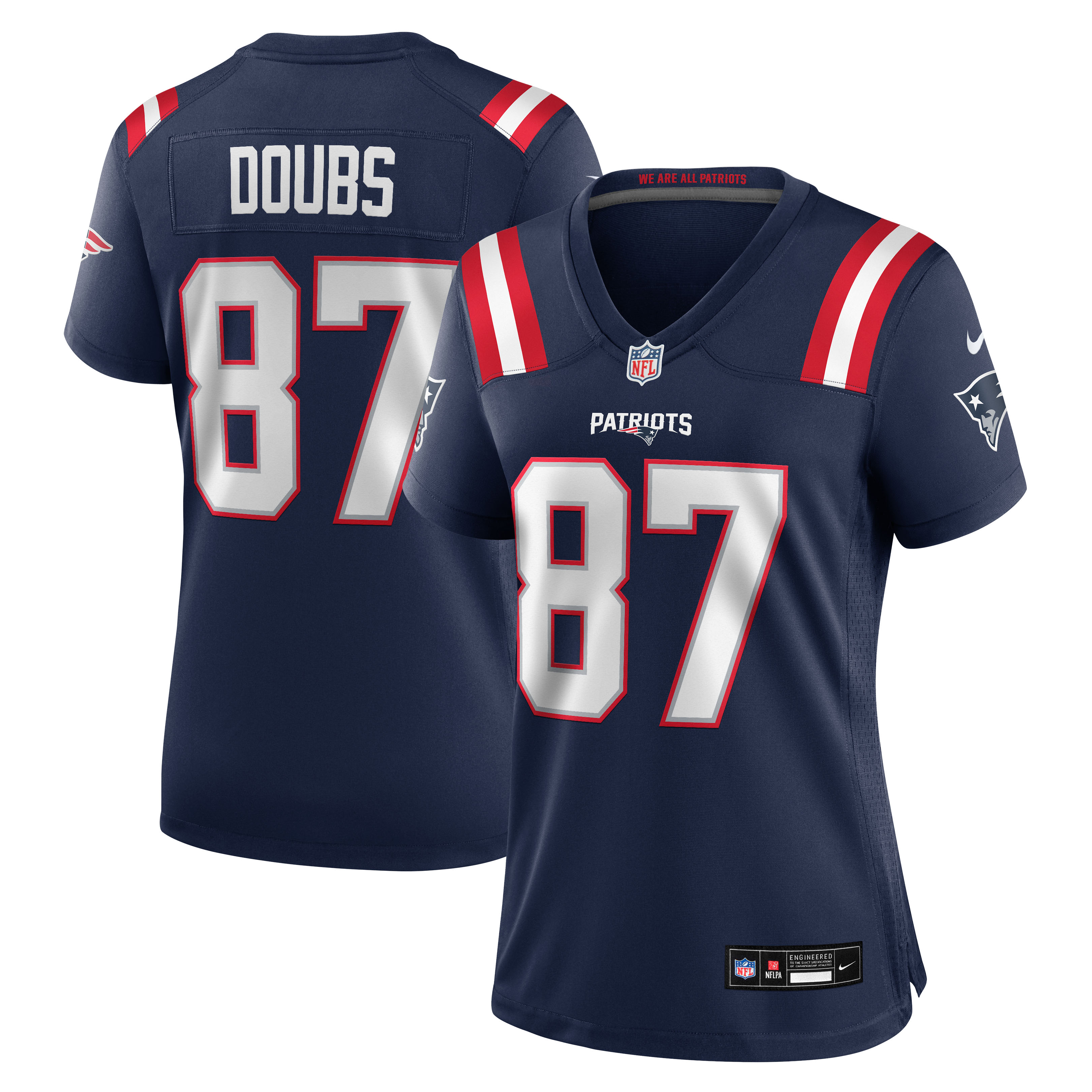 Women's Nike Romeo Doubs Navy New England Patriots Team Game Jersey