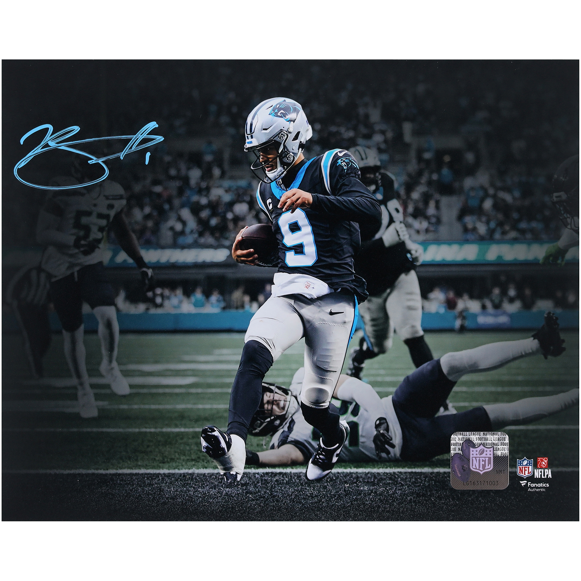 Bryce Young Carolina Panthers Autographed 8" x 10" Touchdown Run Spotlight Photograph